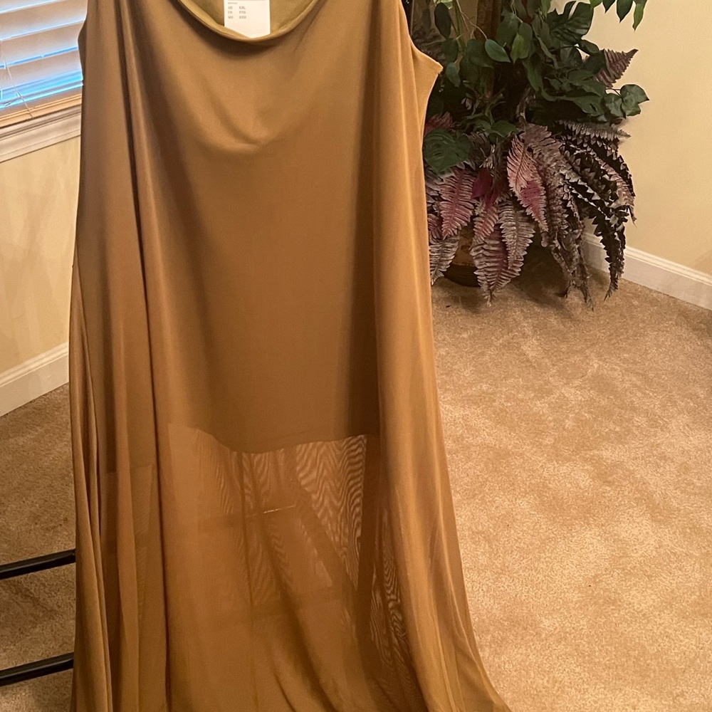 Sleeveless Cowl Neck Maxi Shirt in Camel